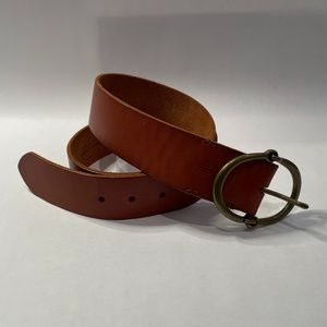 Ralph Lauren - LAUREN Brown Cognac Leather Belt w/Brass Buckle, Size M